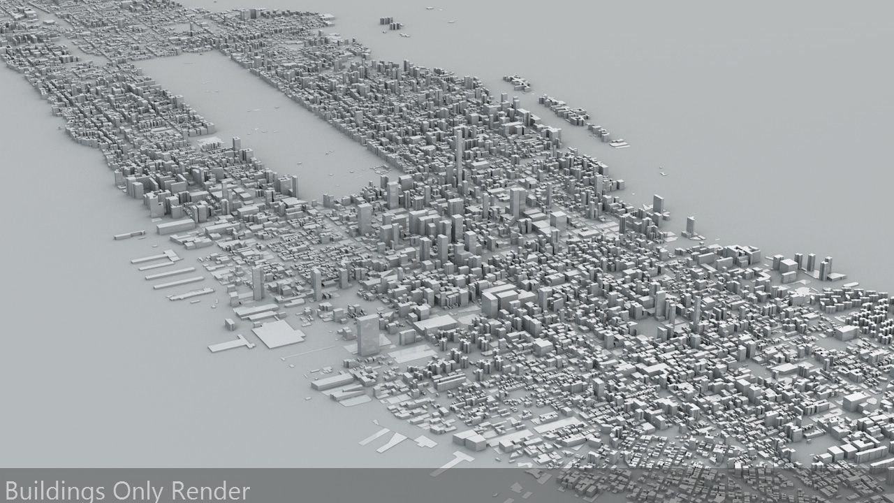 Manhattan Island New York City Streets Buildings Road Networks 3D model_5