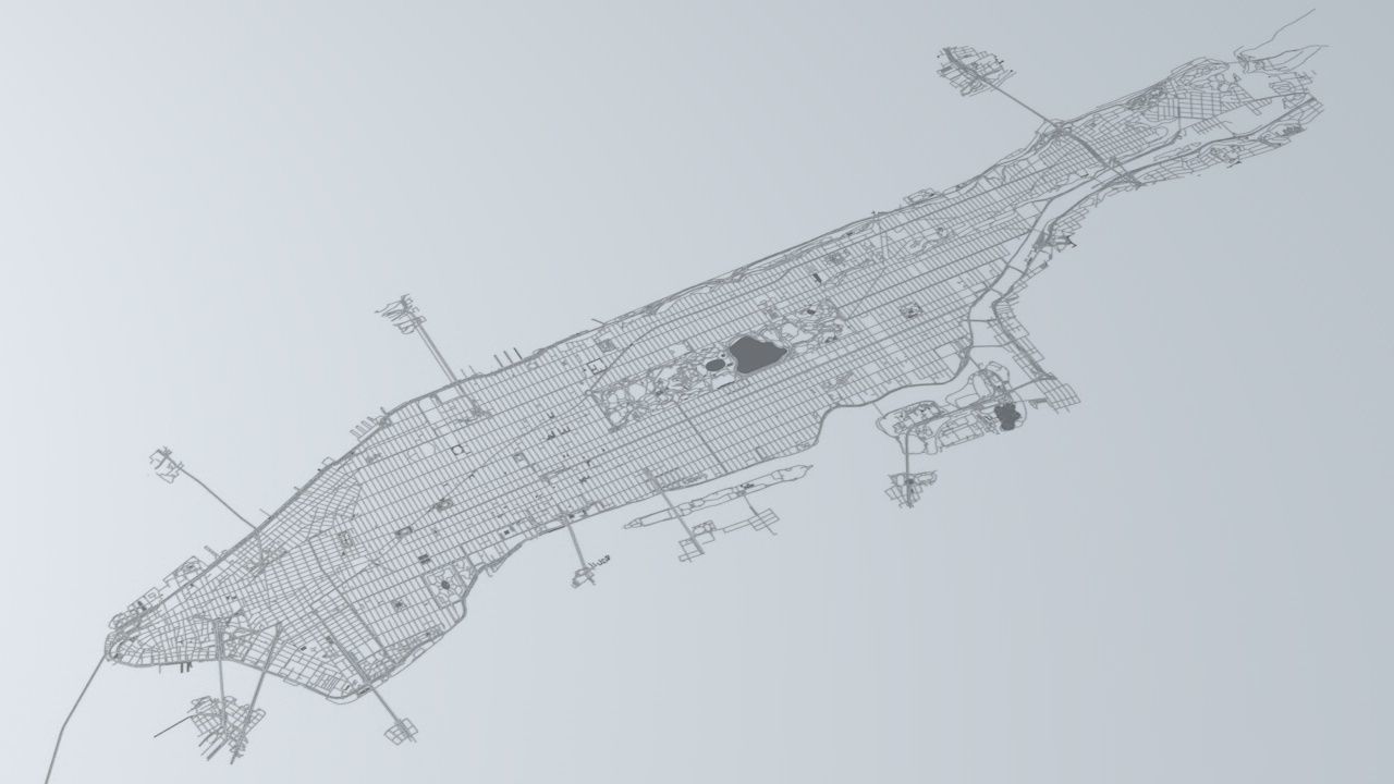 Manhattan Island New York City Streets Buildings Road Networks 3D model_10