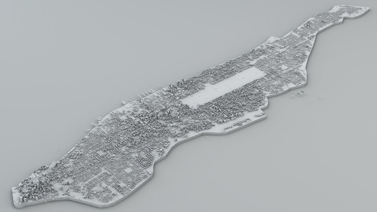 Manhattan Island New York City Streets Buildings Road Networks 3D model_4