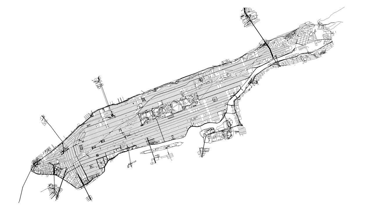 Manhattan Island New York City Streets Buildings Road Networks 3D model_13