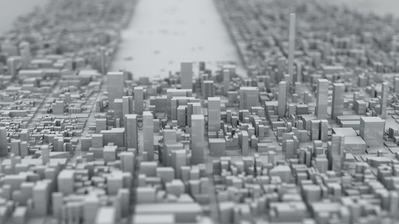 Manhattan Island New York City Streets Buildings Road Networks 3D model_1