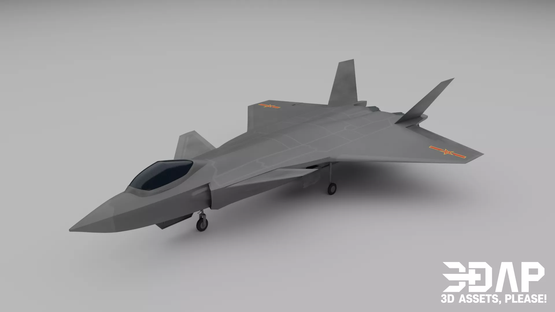 Chinese Fighter Jet Mighty Dragon J-20 3D model