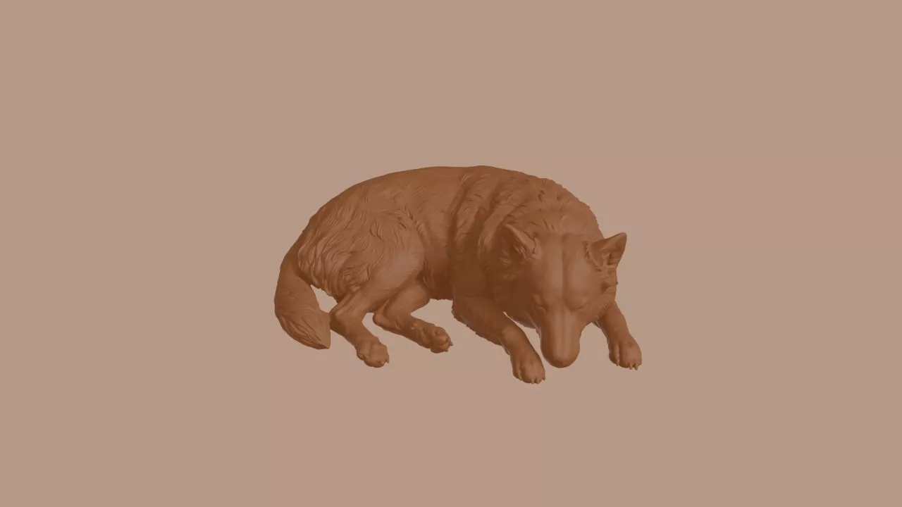 Sleeping Icelandic Sheepdog Figurine 3D print model