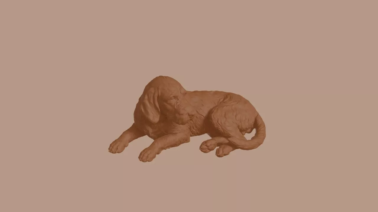 Sleeping Grand Griffon Vendeen Dog Figurine 3D print model