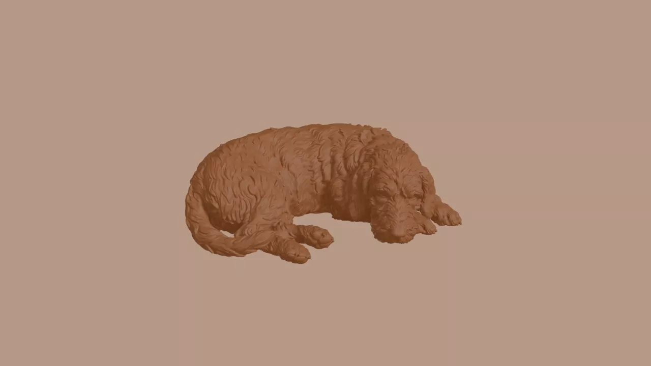 Sleeping Grand Basset Griffon Vendeen Dog Figurine 3D print model