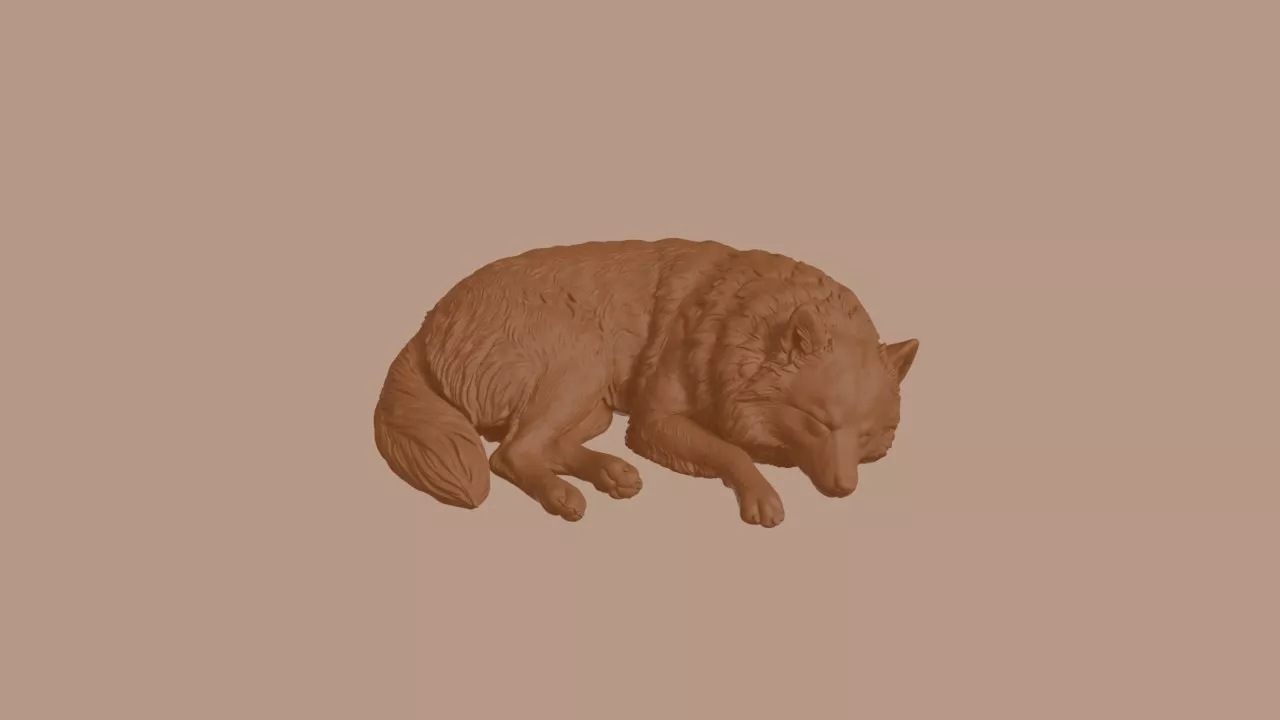 Sleeping German Spitz Dog Figurine 3D print model