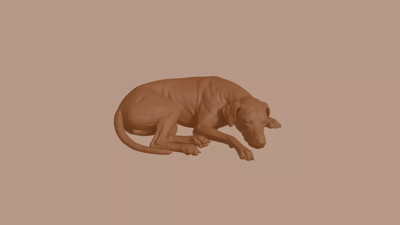 Sleeping German Pinscher Dog Figurine 3D print model