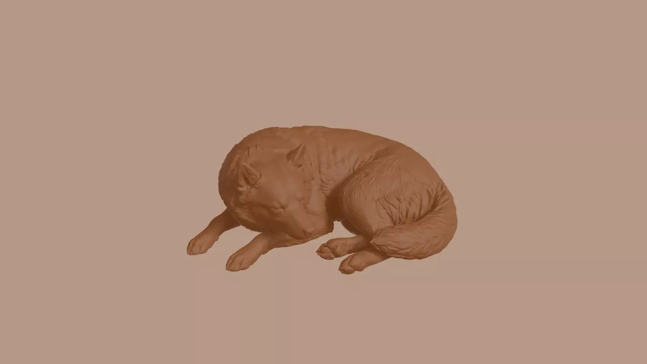 Sleeping Finnish Spitz Dog Figurine 3D print model