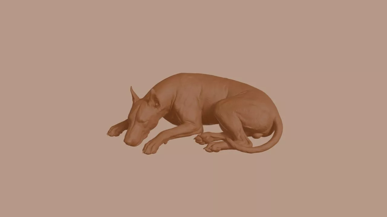 Sleeping Doberman Pinscher Dog Figurine 3D print model
