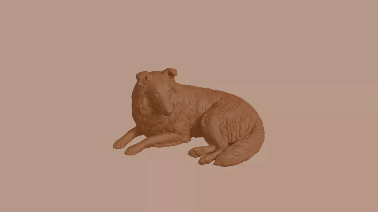 Sleeping Collie Dog Figurine 3D print model