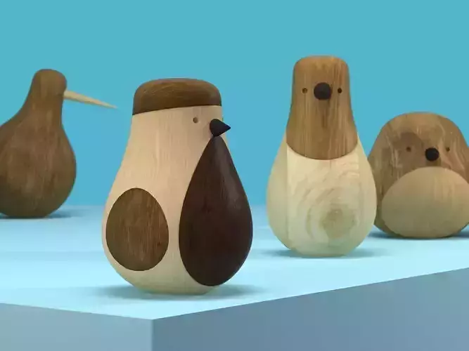 Re-turned wooden bird with long beak