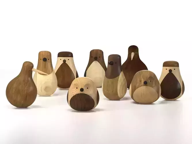 Re-turned wooden bird with long beak