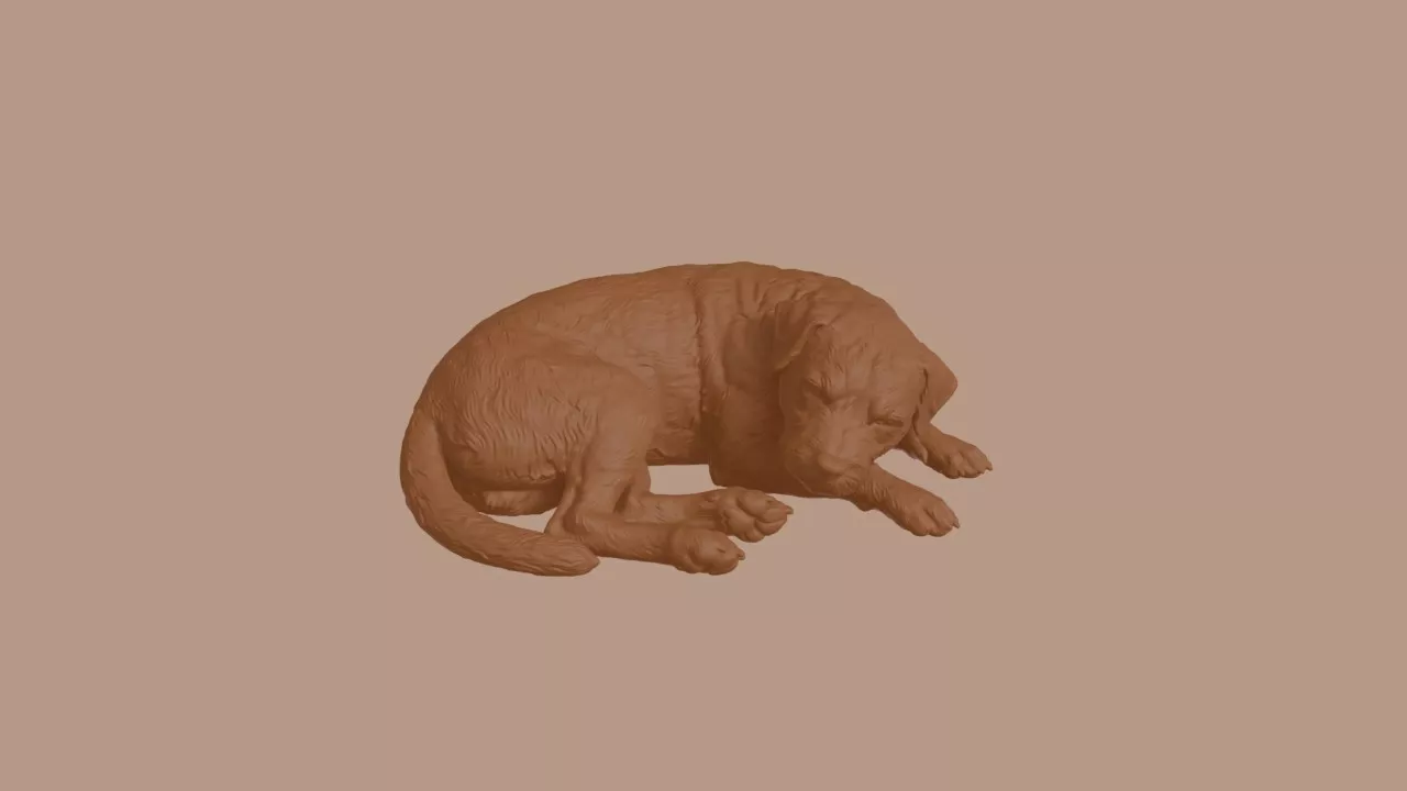 Sleeping Border Terrier Dog Figurine 3D print model