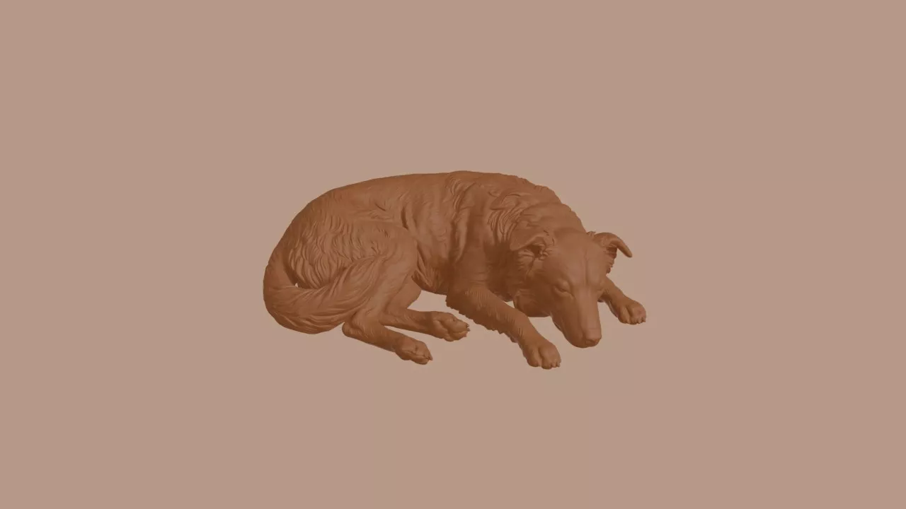 Sleeping Border Collie Dog Figurine 3D print model