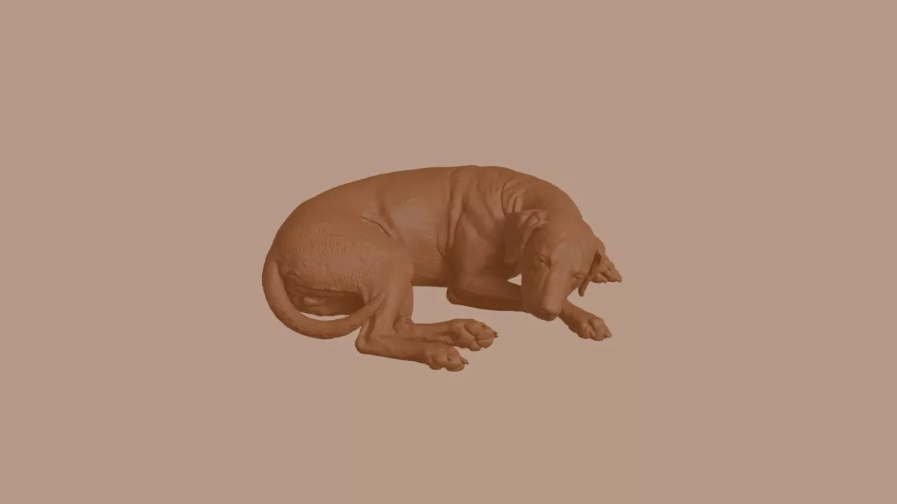 Sleeping Austrian Pinscher Dog Figurine 3D print model