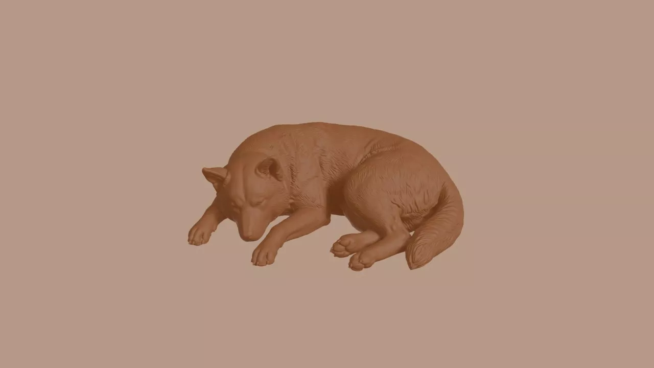 Sleeping Akita Dog Figurine 3D print model