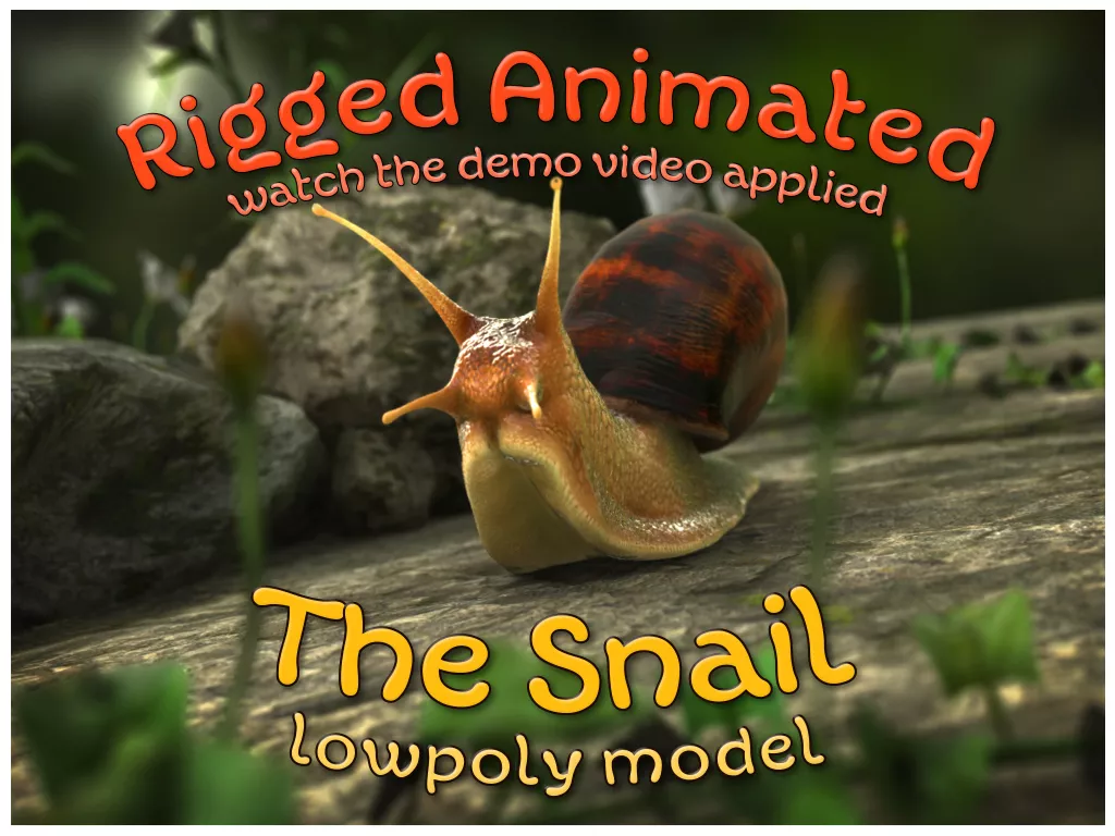The Snail on Rock Low-poly 3D model