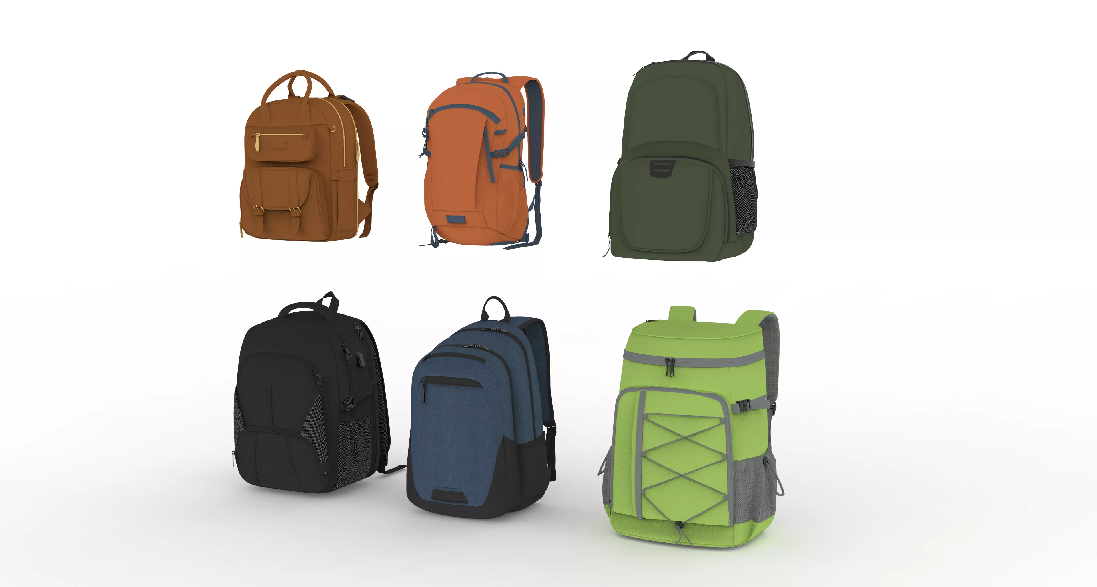 Backpack Bag Collection Low-poly 3D model