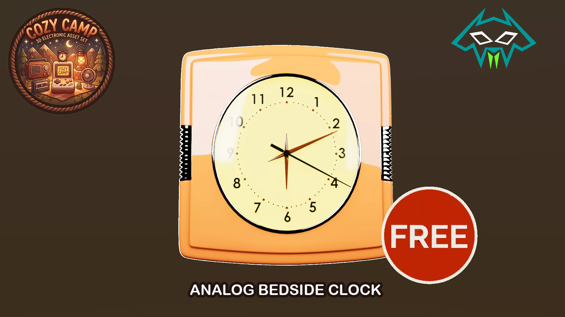 Cozy Camp - Electronic Series - Analog Bedside Clock Free low-poly 3D model