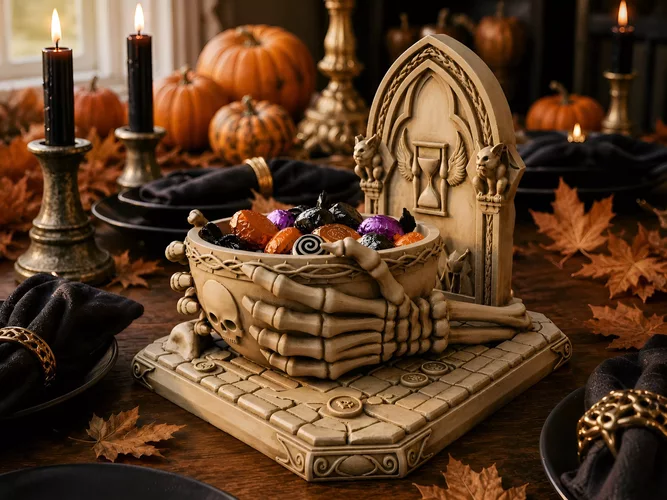Skeleton Hand Candy Bowl Halloween STL Gothic Graveyard Dish
