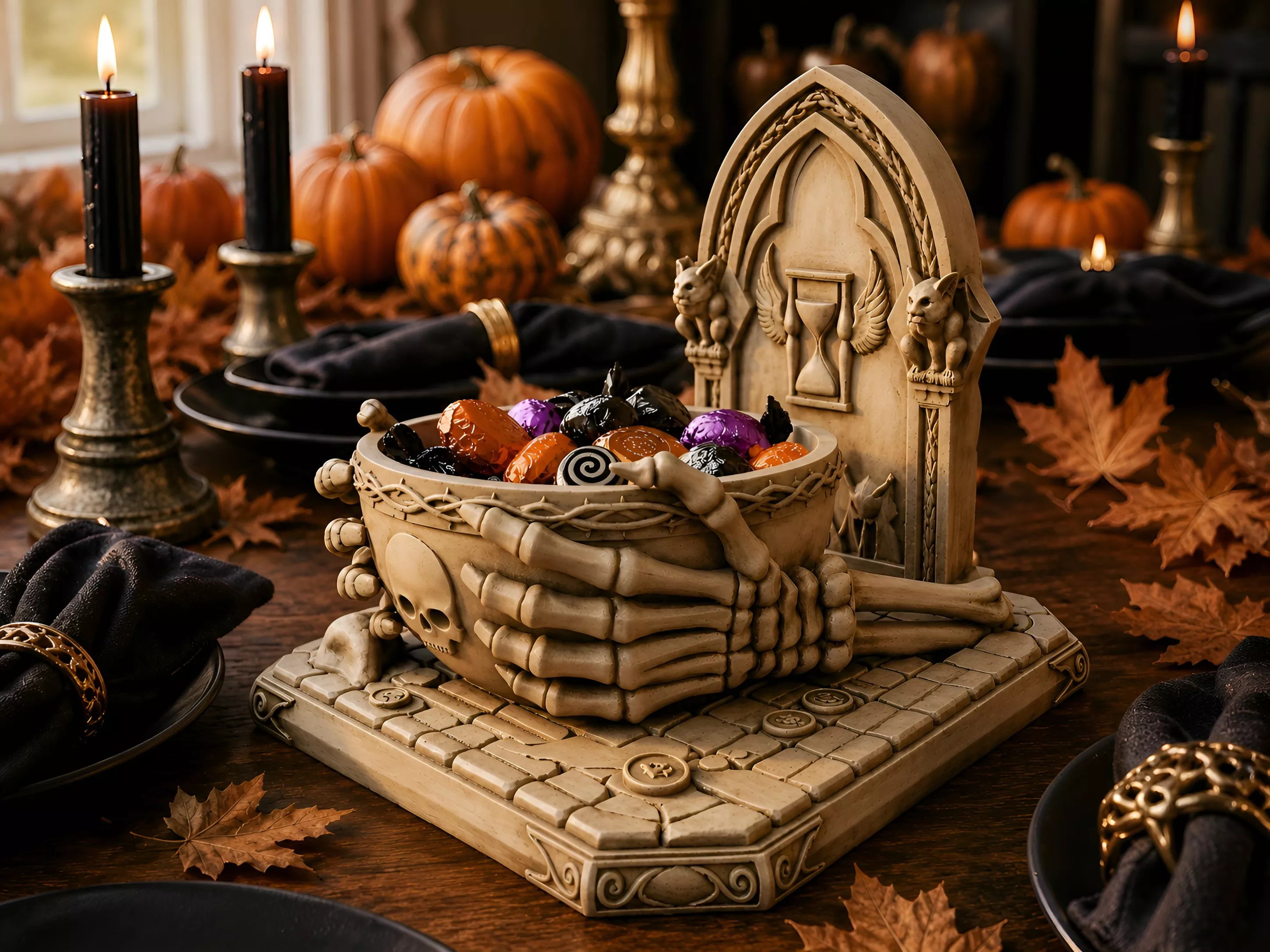 Skeleton Hand Candy Bowl Halloween STL Gothic Graveyard Dish 3D print model