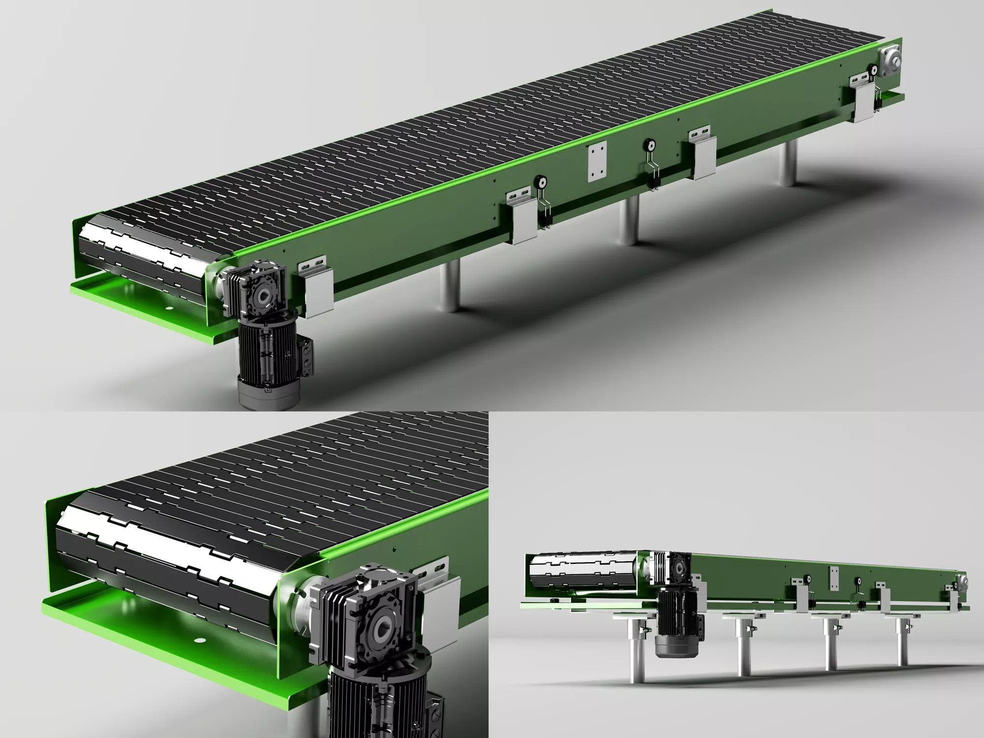 Slat Chain Conveyor Industrial Equipment 3D model