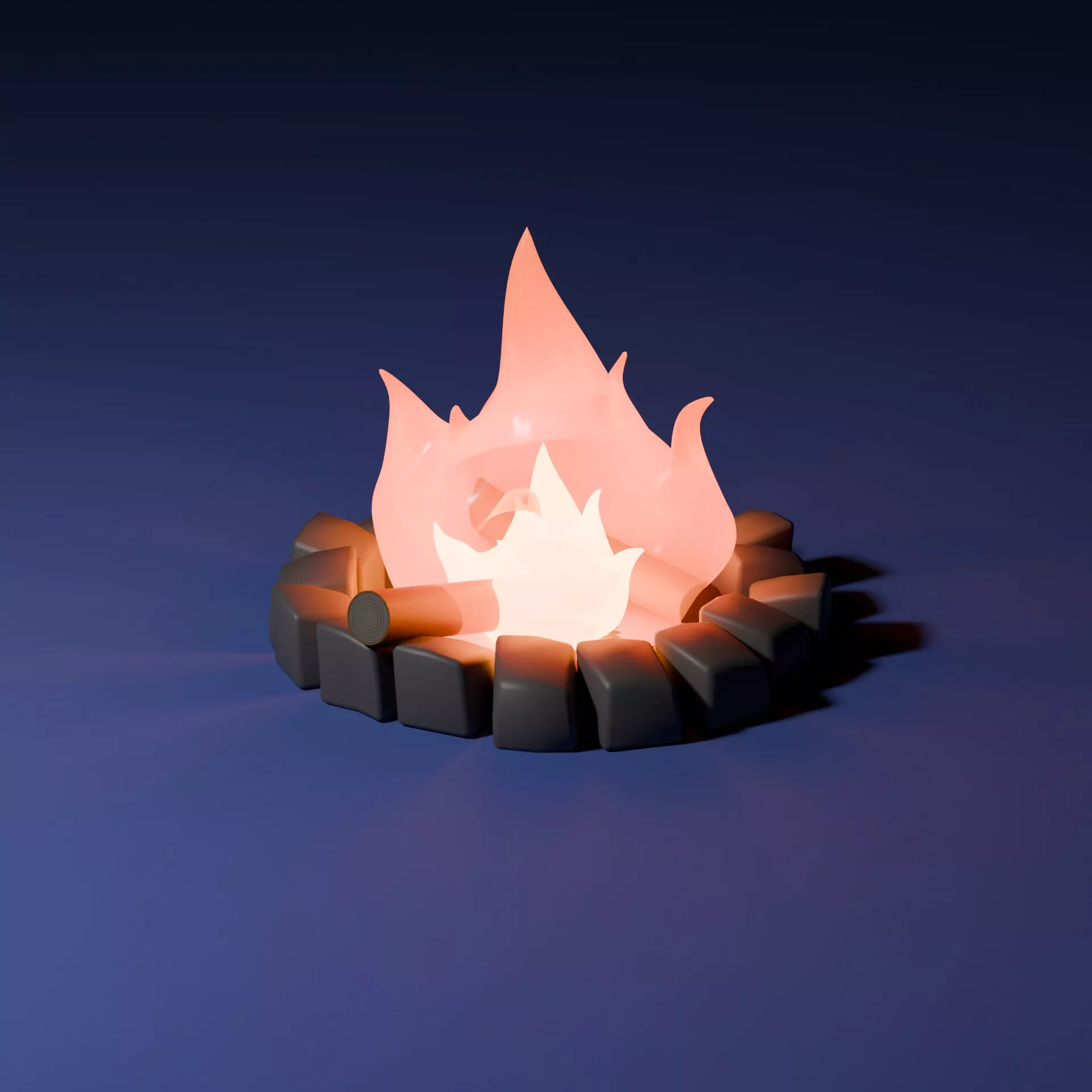 Low Poly Campfire Bonfire Camping Prop Free low-poly 3D model
