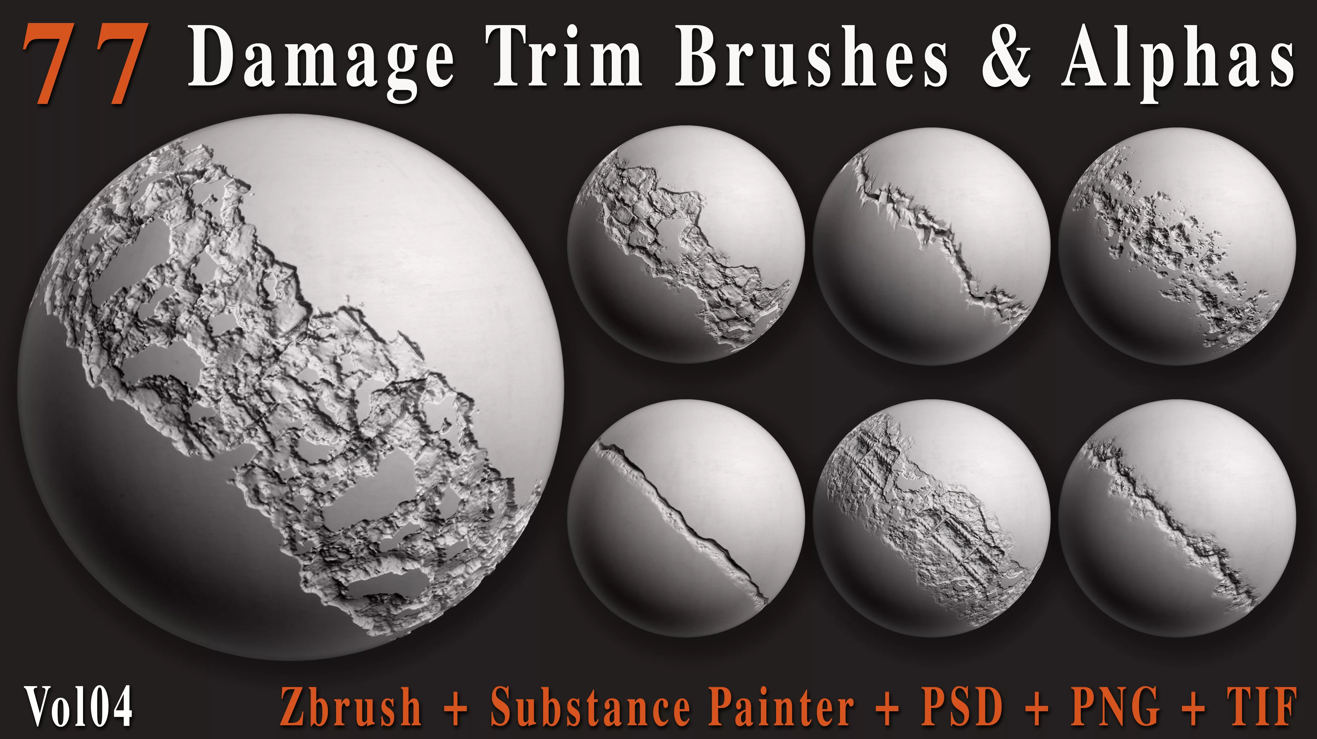 77 Damage Trim Brushes and Alphas - Vol04 Texture