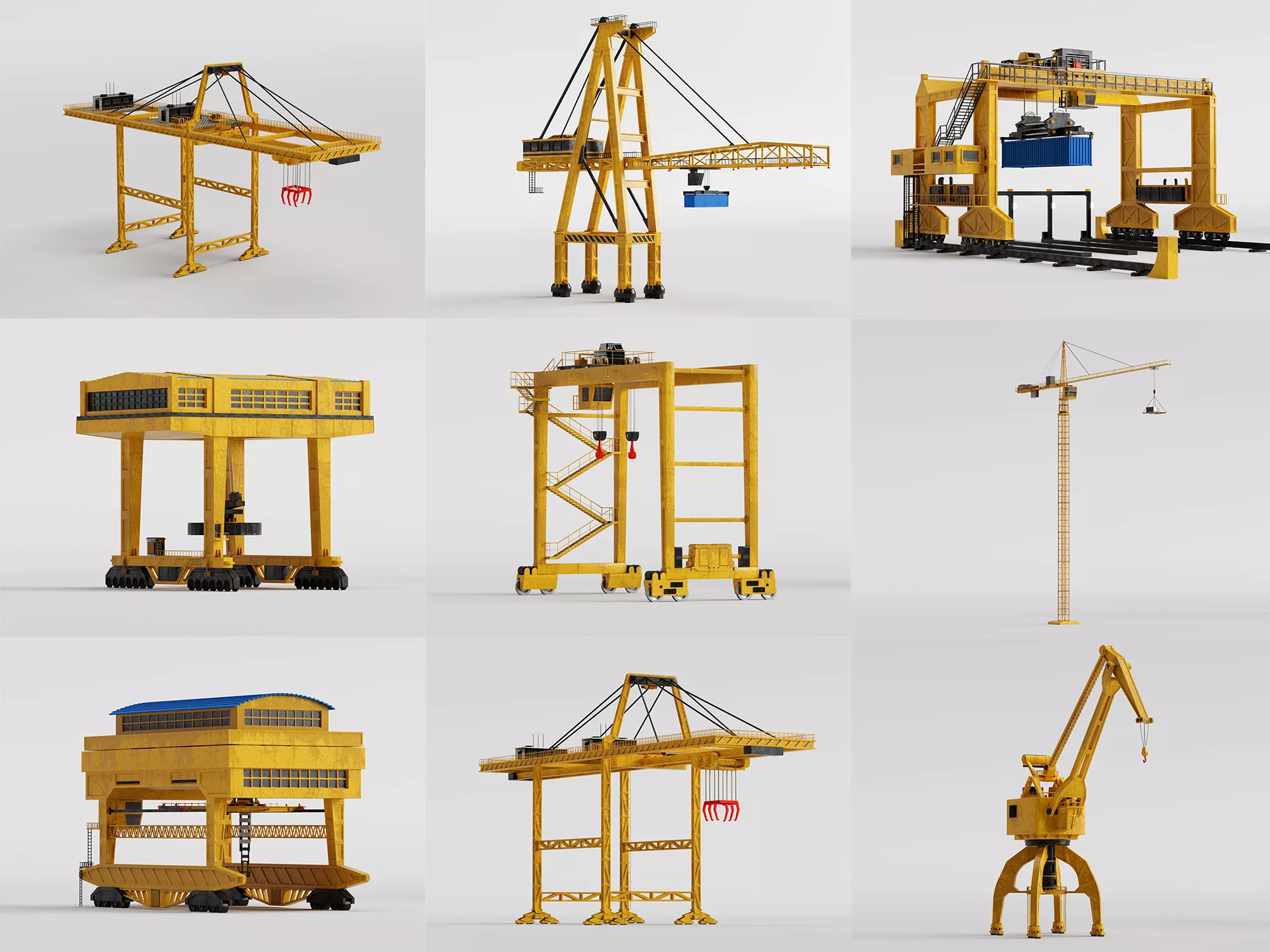 Industrial Port Cranes Collection 3D model