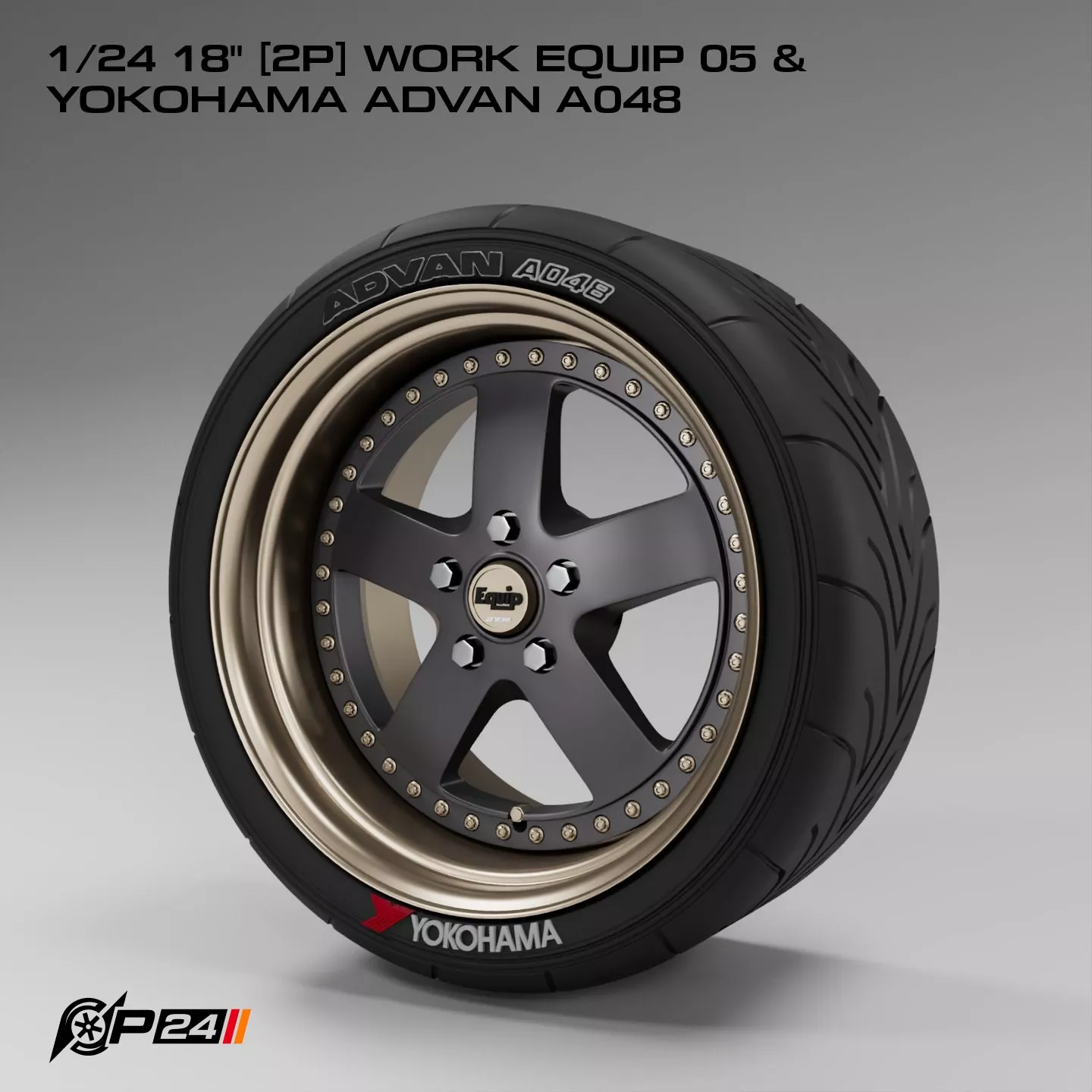1-24th 18 inches 2P Work Equip 05 and Yokohama Advan A048 3D print model