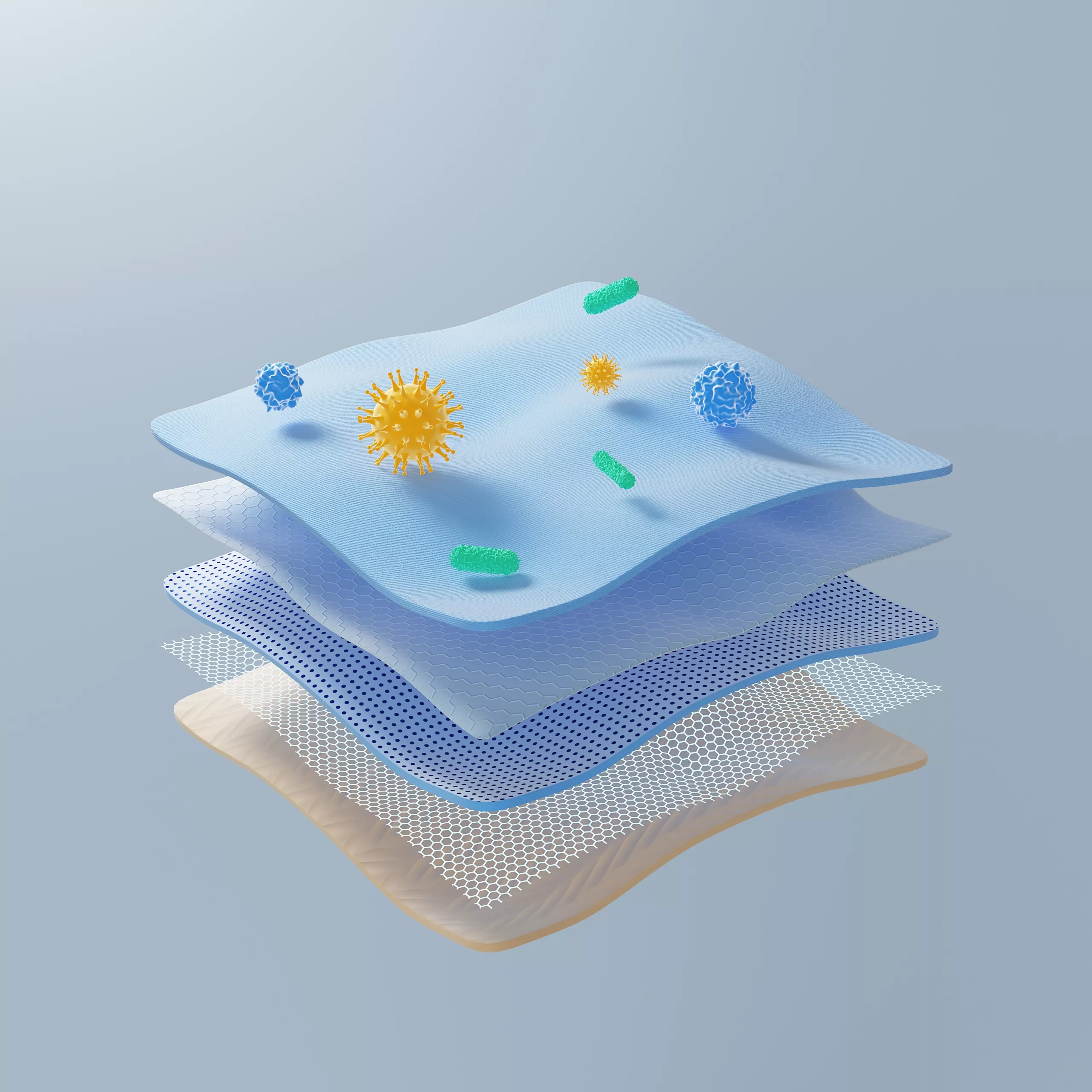 4 Layer Filter Material Cross Section Anti Bacteria Virus 3D model