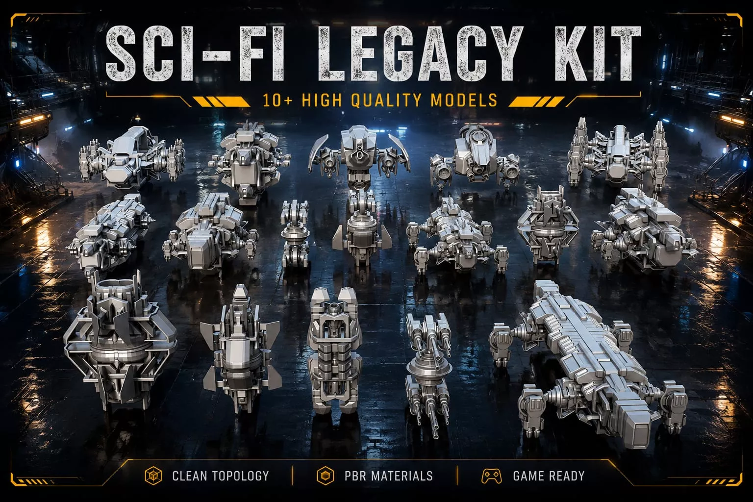 Sci-Fi Legacy Kit 19 Hard Surface Mech and Vehicle Models 3D model