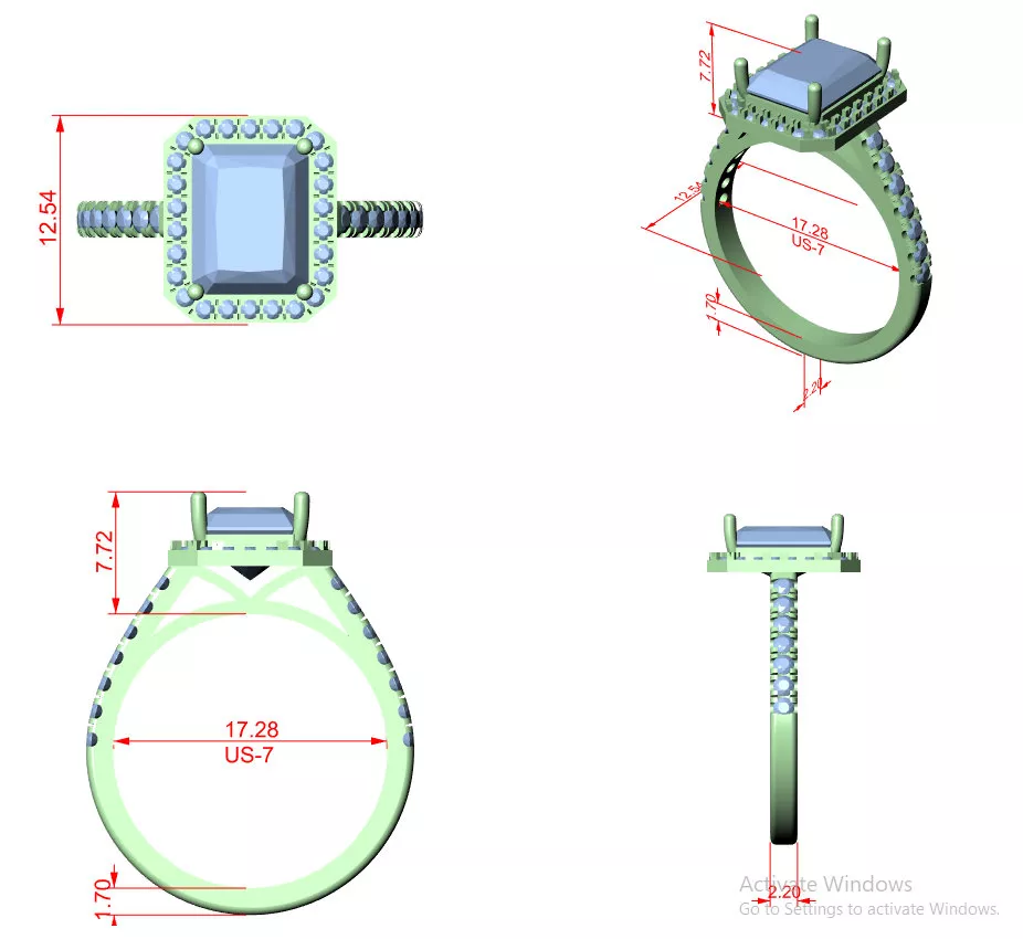 Buy Diamond Ring CAD Engagement Wedding Jewelry STL 3DM R2888 3D print model