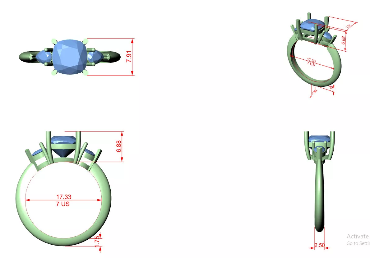 Buy Diamond Ring CAD Engagement Wedding Jewelry STL 3DM R2894 3D print model