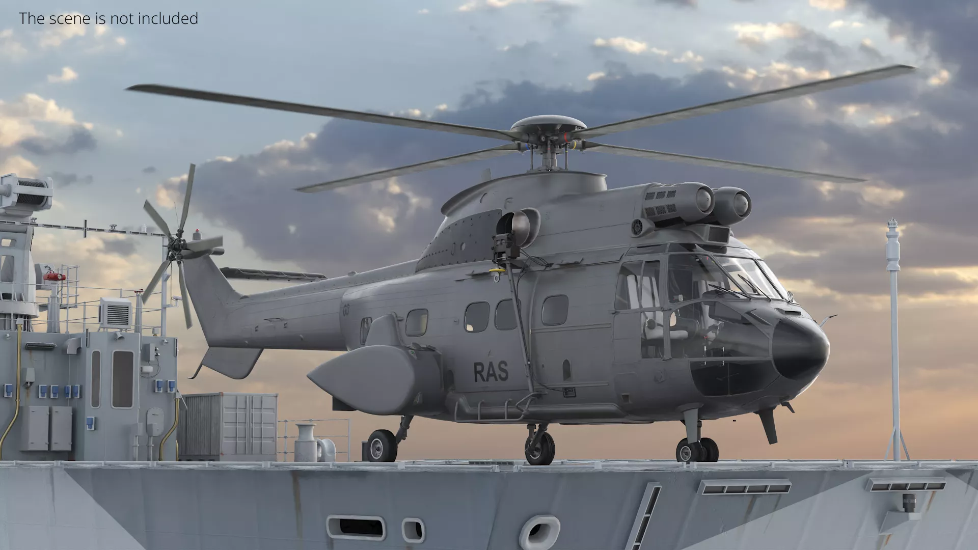 Military AS 332 Super Puma B with Interior 3D model