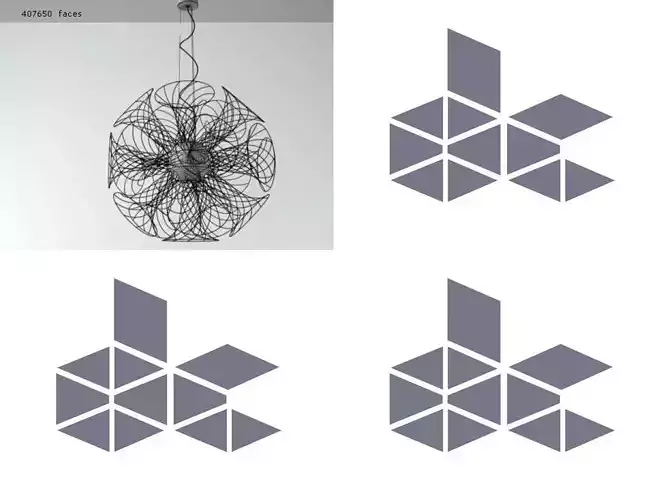 Vita pendant light made of wires in shape of flower