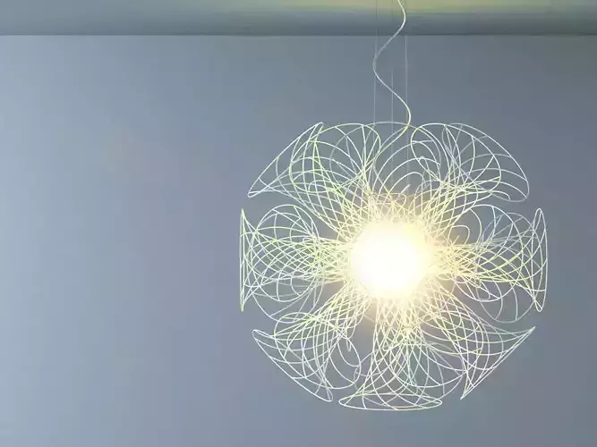 Vita pendant light made of wires in shape of flower 3D model
