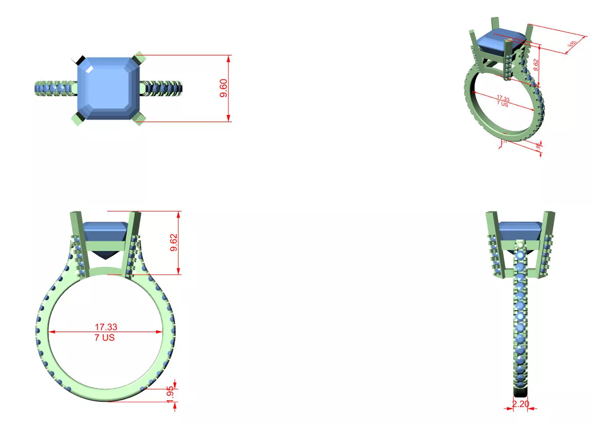 Buy Diamond Ring CAD Engagement Wedding Jewelry STL 3DM R2896 3D print model