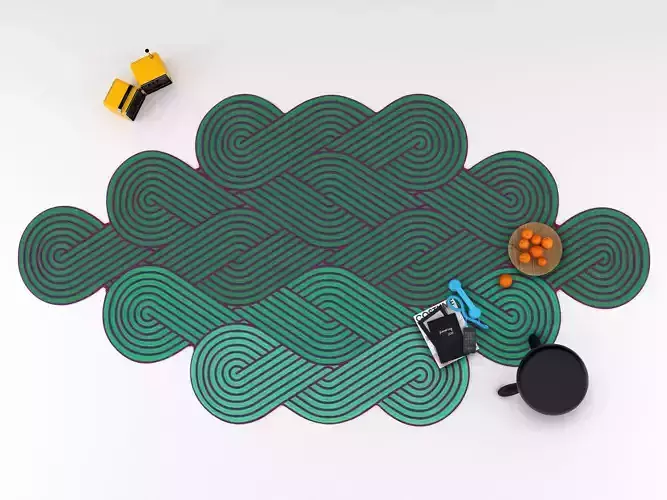 Tresse rug with coffee cup