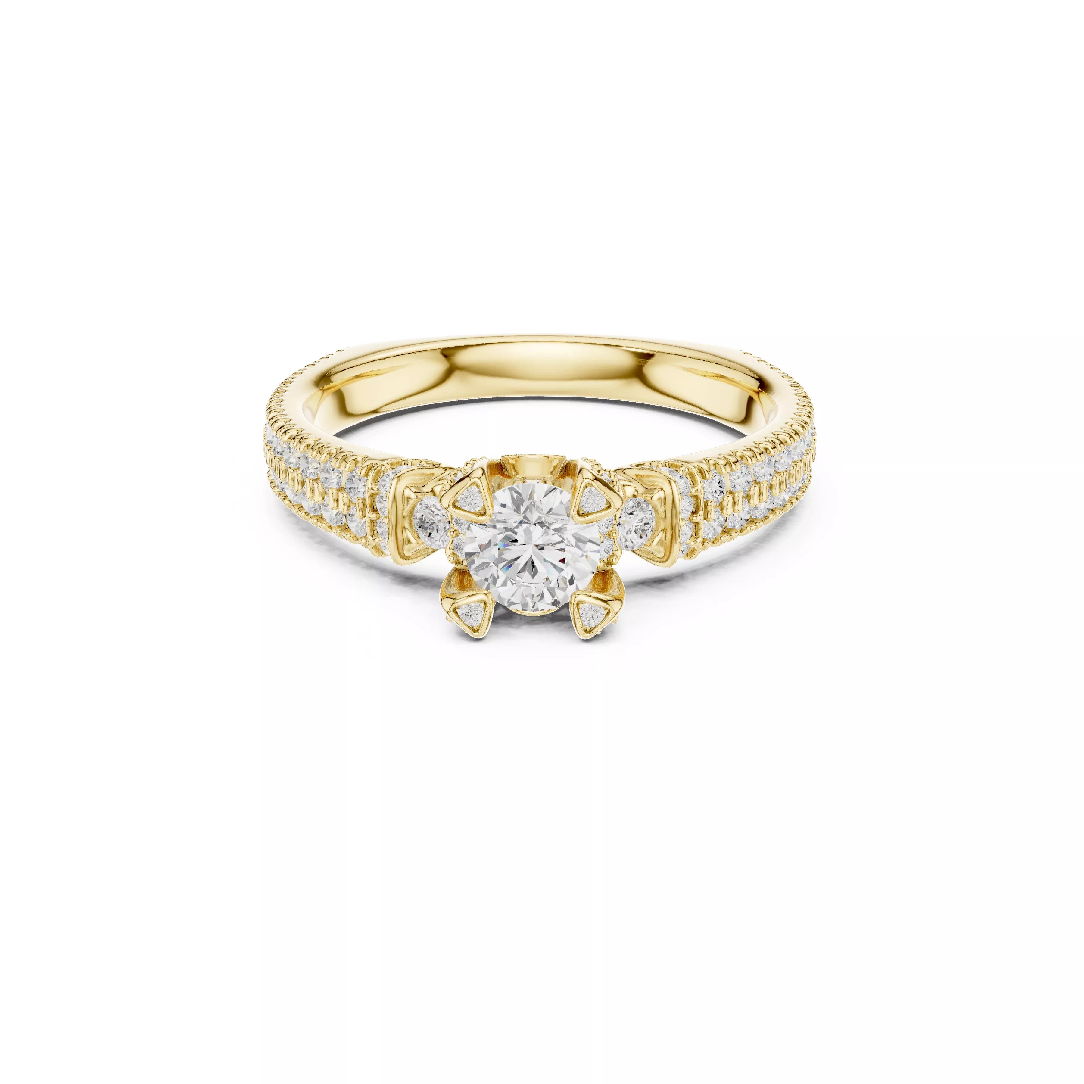 Delicate Custom Jewelry Diamond Ring Gold Band STL 3DM 0296 3D print model