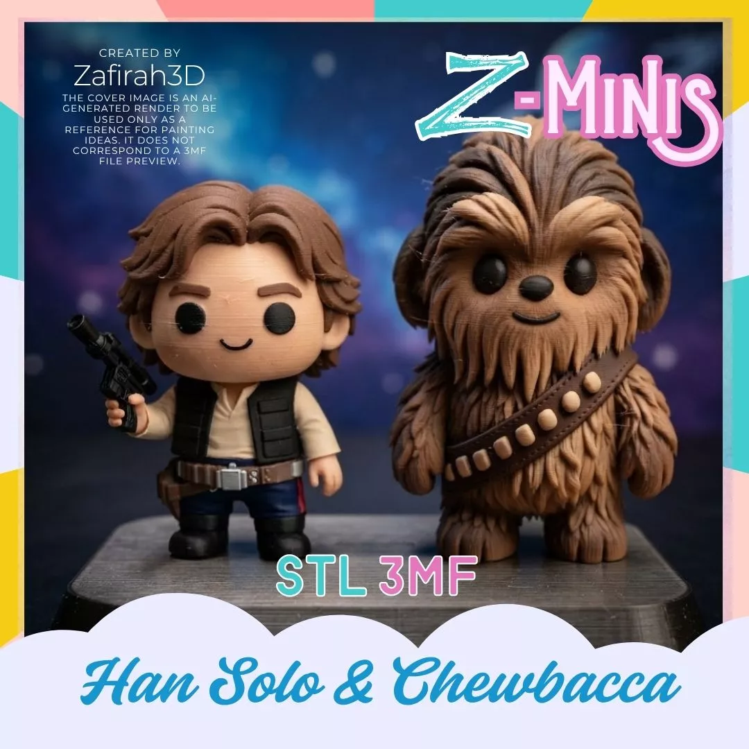 Han Solo and Chewbacca Z-Mini 3D print model