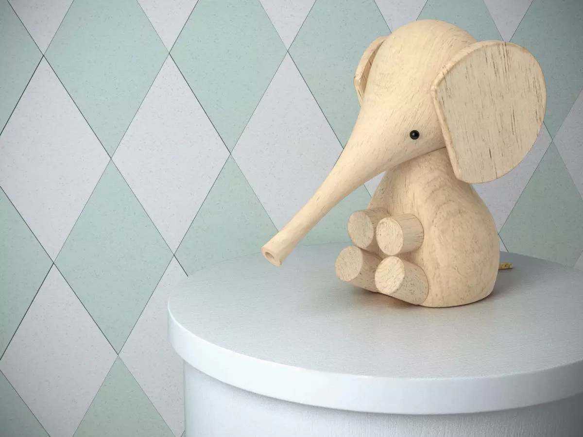 Cat and Baby Elephant 3D model_1