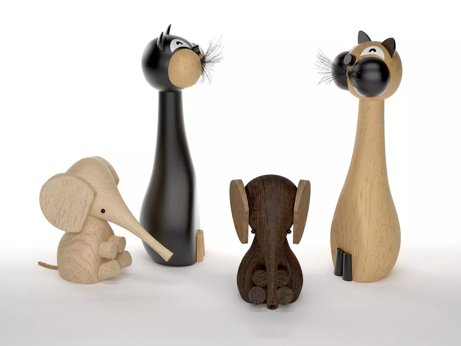 Cat and Baby Elephant 3D model_0