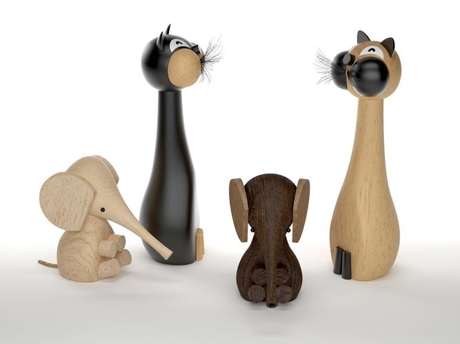 Cat and Baby Elephant 3D model