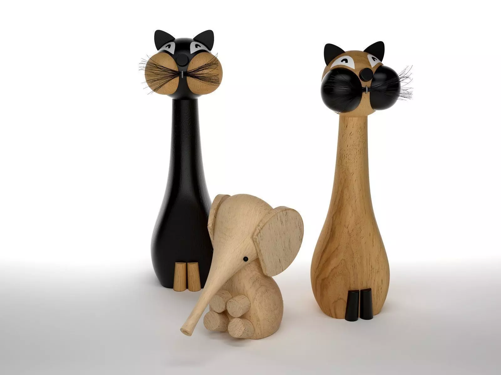 Cat and Baby Elephant 3D model_2