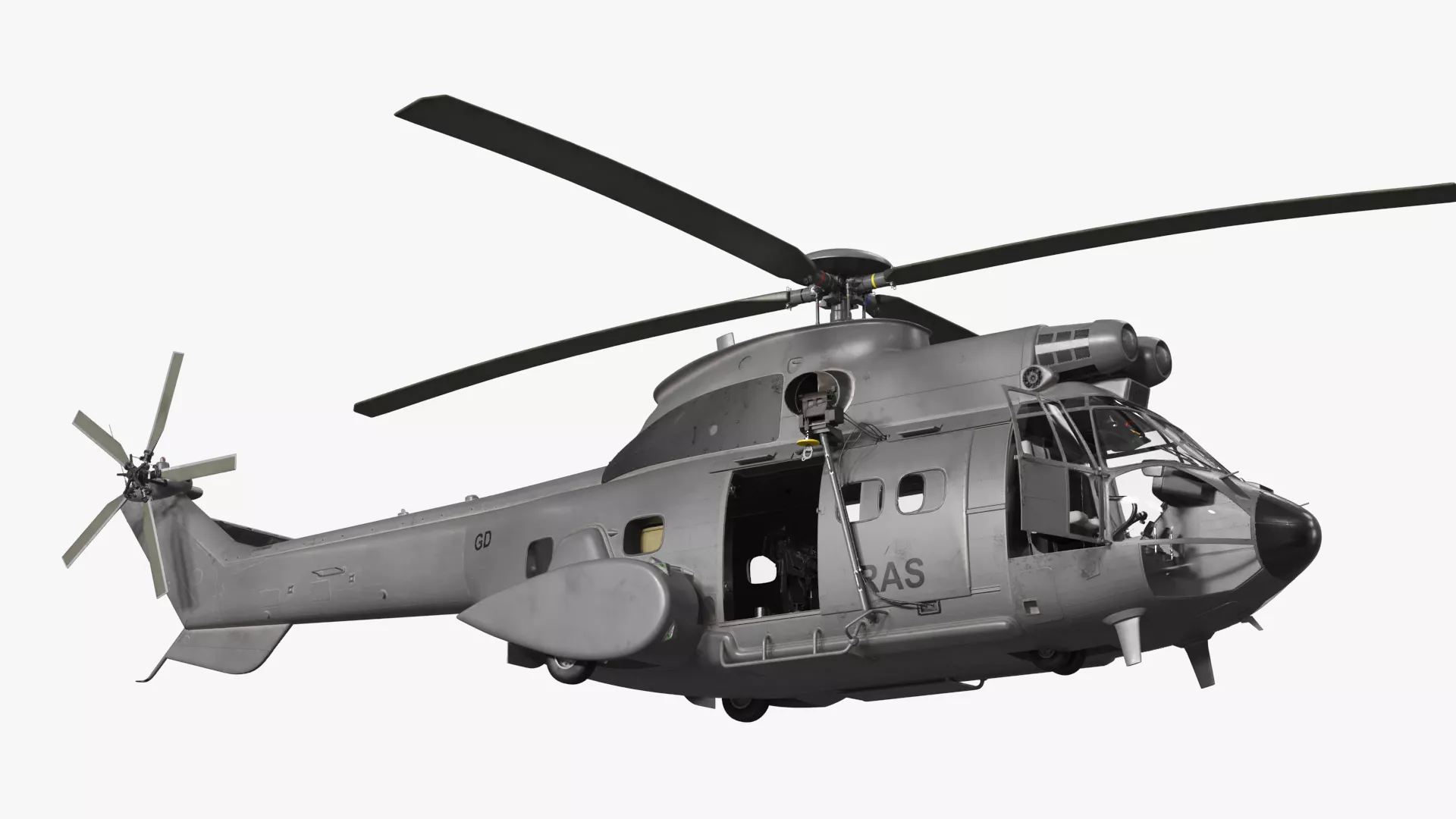 AS 332 Super Puma B Military Helicopter with Interior Rigged 3D model