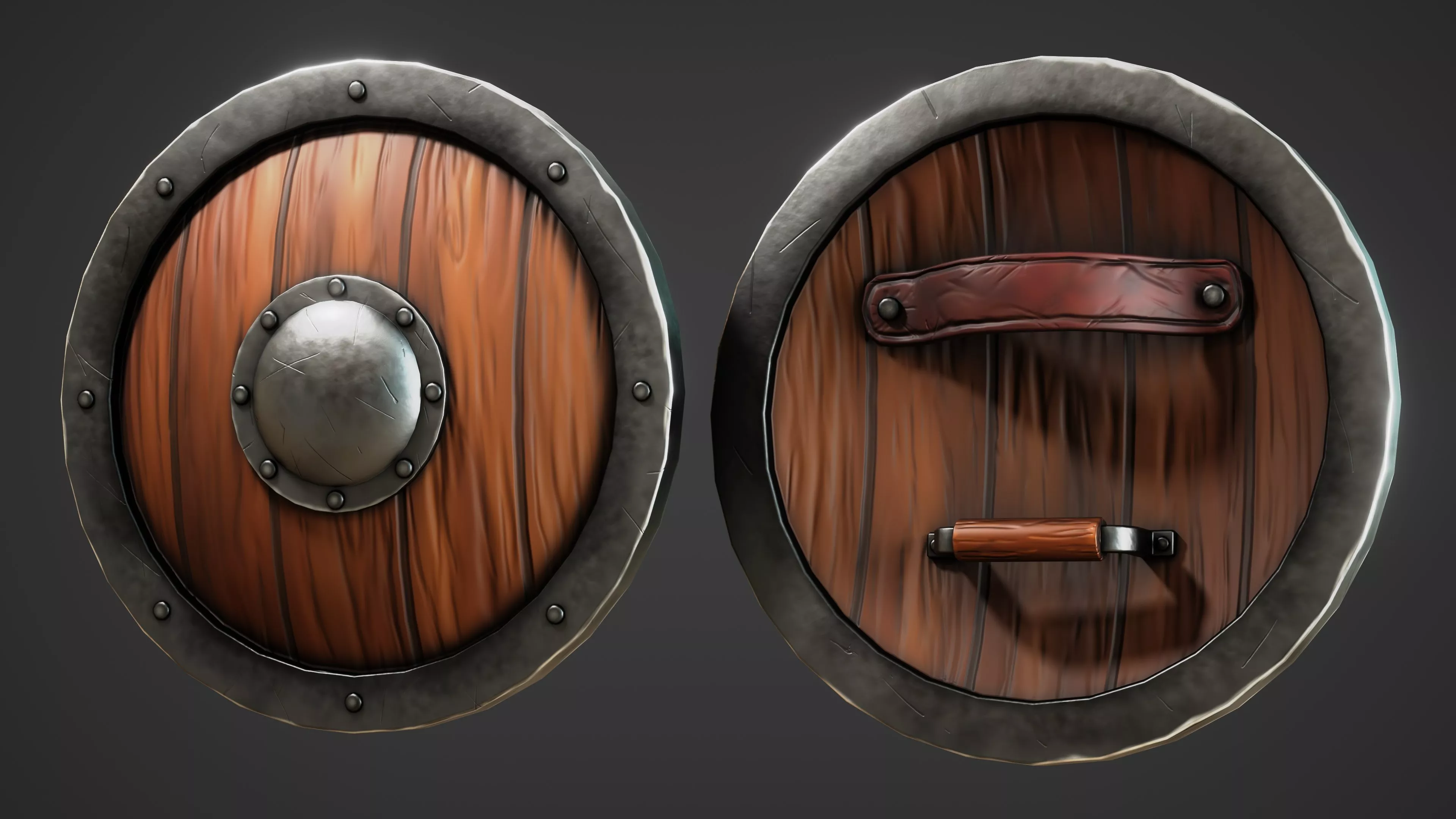 Low Poly Stylized Hand Painted Shield Low-poly 3D model