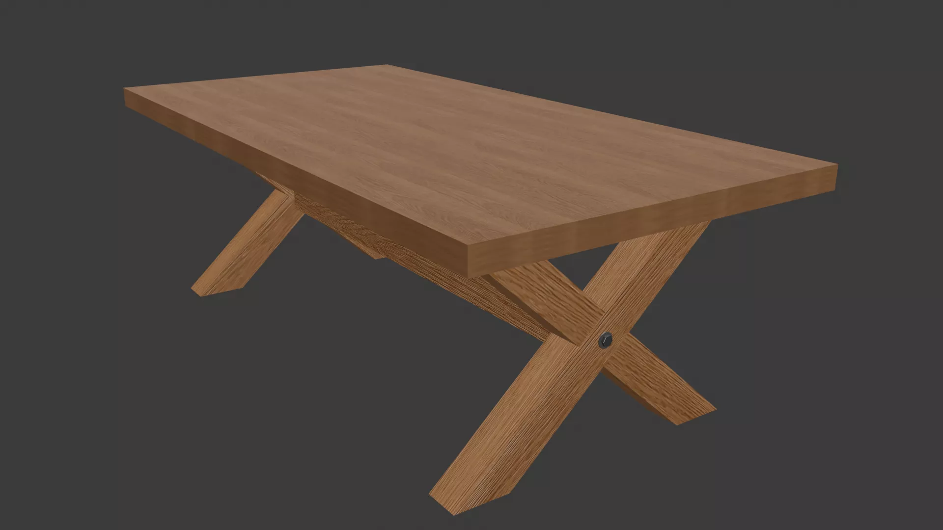 Wooden X Leg Dining Table Low-poly 3D model