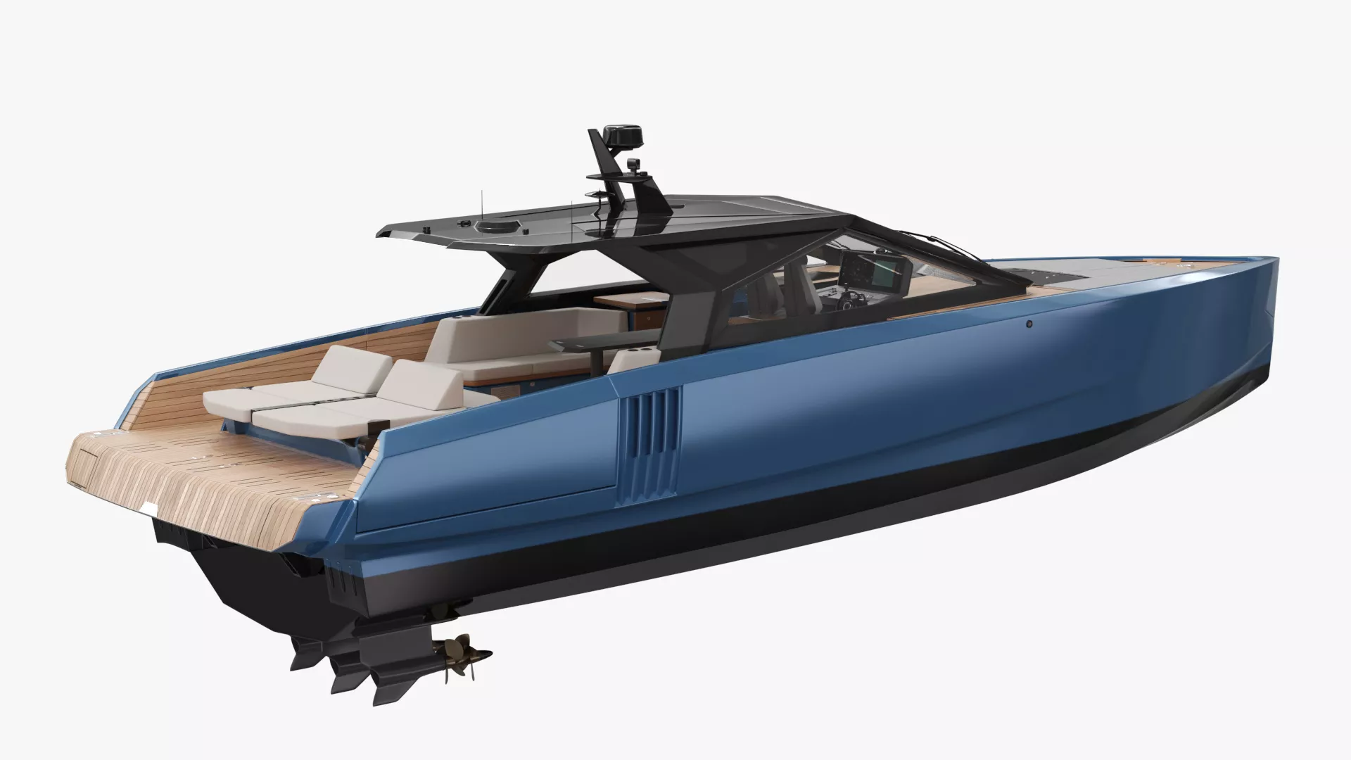 Wallypower 58 Motor Yacht Blue Rigged 3D model