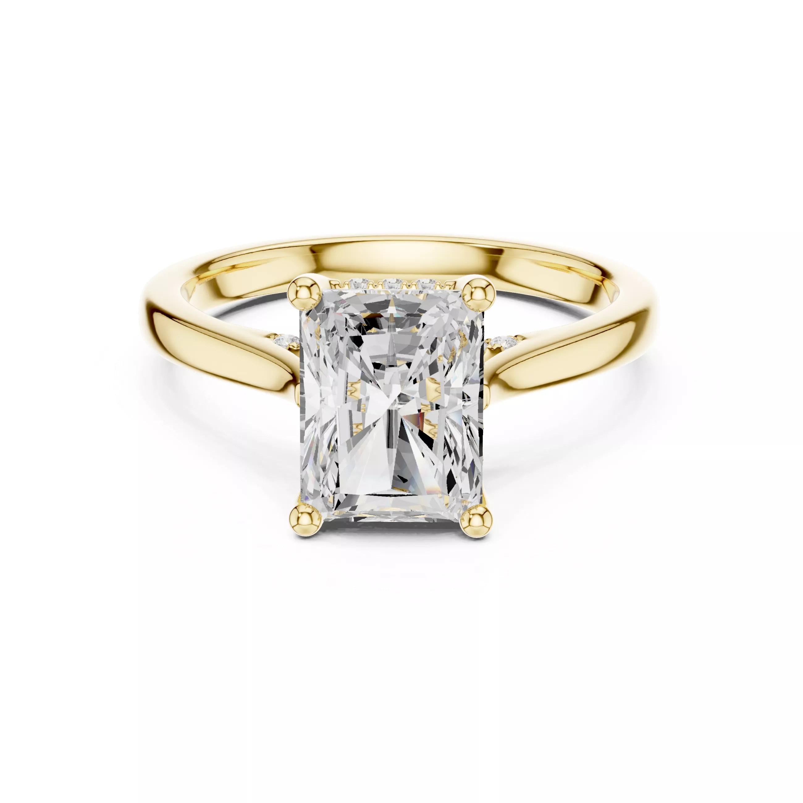 Radiant Cut Solitaire Ring with Pave Hidden Halo 3D print model